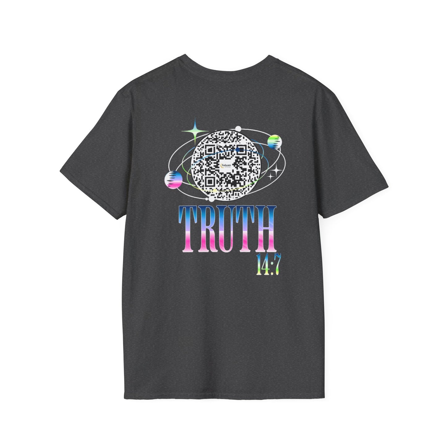 Salaam Styles | Surah Ibrahim 14:7 | Multi-Color Truth Unisex T-Shirt with Qr-code