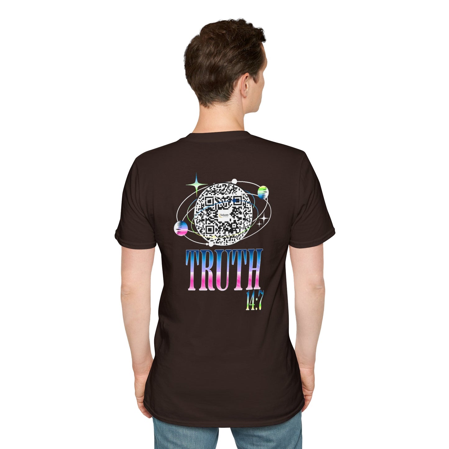 Salaam Styles | Surah Ibrahim 14:7 | Multi-Color Truth Unisex T-Shirt with Qr-code