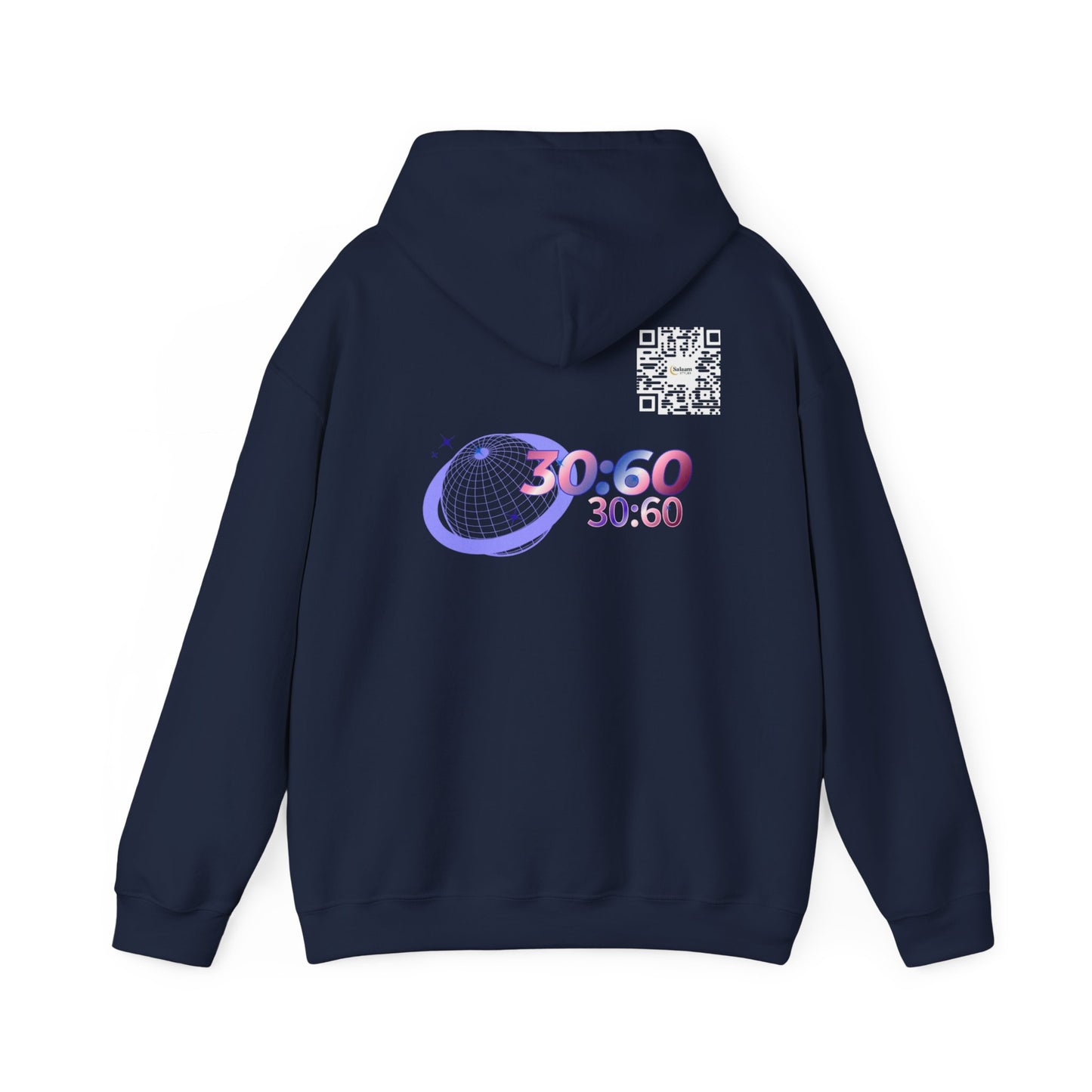 Salaam Styles | Surah Ar-Rum 30:60 |Black & Navy Trendy Unisex Hoodie with Qr-Code