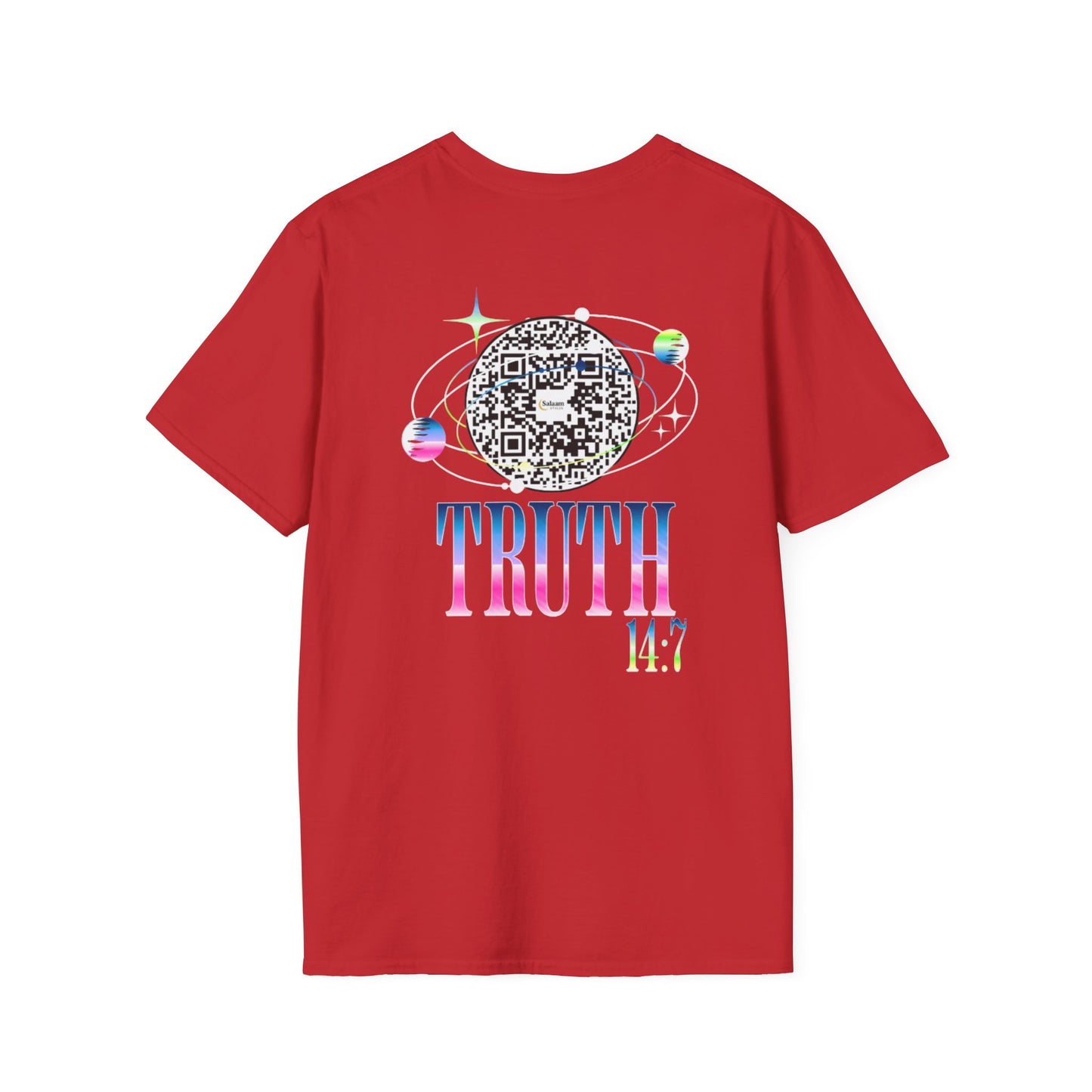 Salaam Styles | Surah Ibrahim 14:7 | Multi-Color Truth Unisex T-Shirt with Qr-code