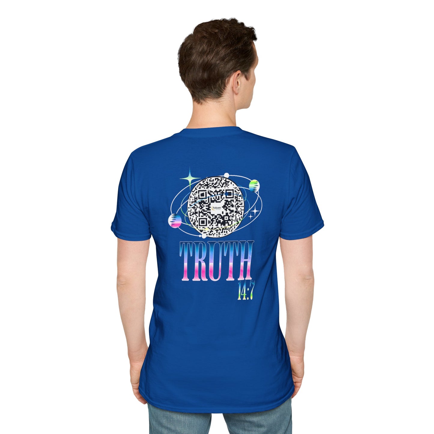 Salaam Styles | Surah Ibrahim 14:7 | Multi-Color Truth Unisex T-Shirt with Qr-code