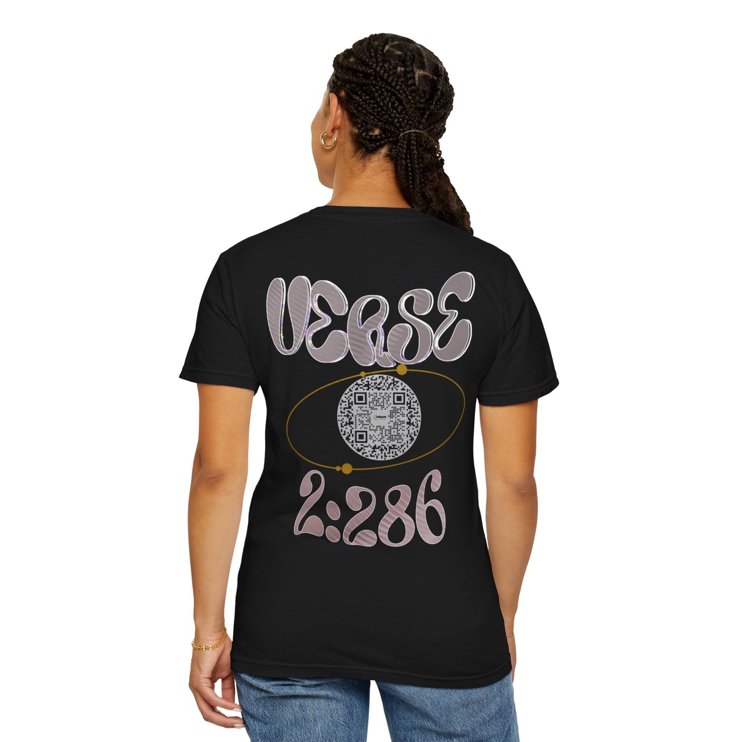 Salaam Styles | Surah Al-Baqarah 2:286 |Multiple-Colors |Unisex Garment-Dyed T-shirt with Qr-Code