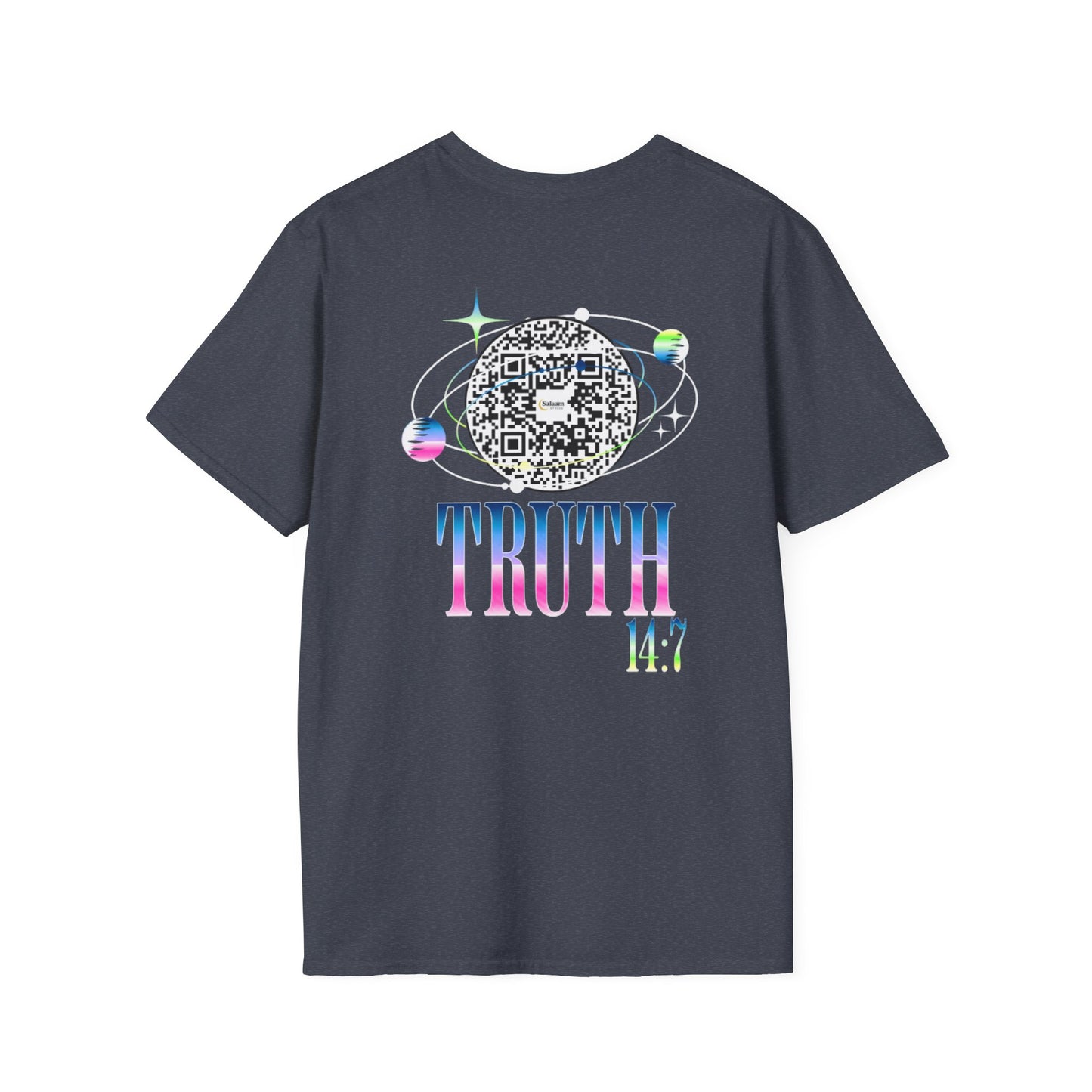 Salaam Styles | Surah Ibrahim 14:7 | Multi-Color Truth Unisex T-Shirt with Qr-code