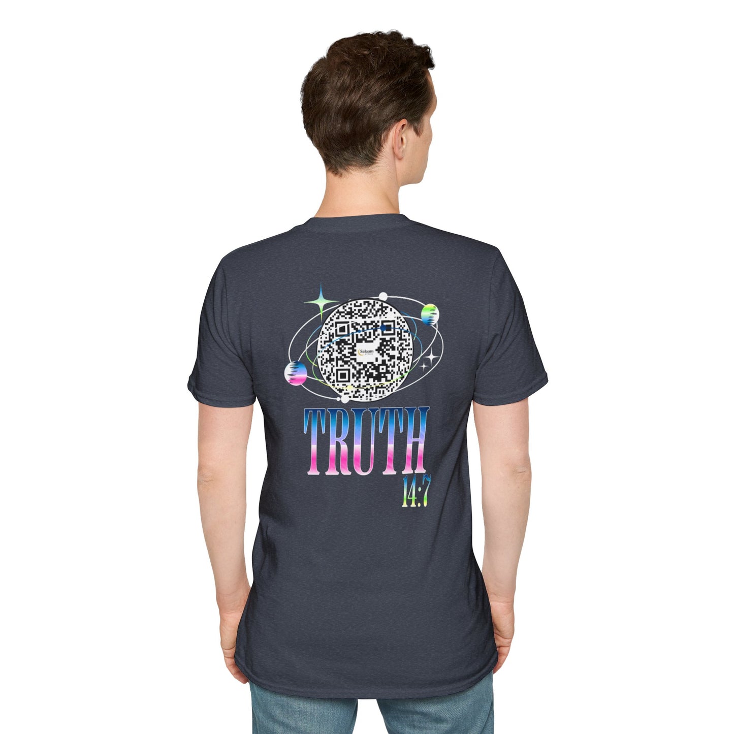 Salaam Styles | Surah Ibrahim 14:7 | Multi-Color Truth Unisex T-Shirt with Qr-code
