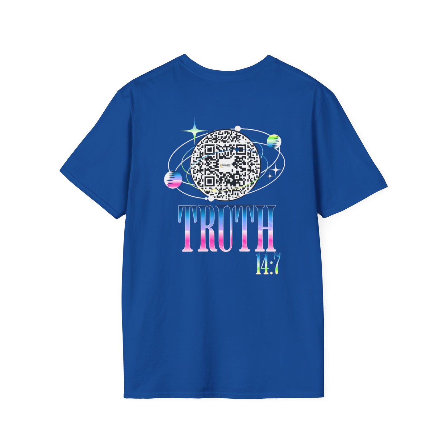 Salaam Styles | Surah Ibrahim 14:7 | Multi-Color Truth Unisex T-Shirt with Qr-code