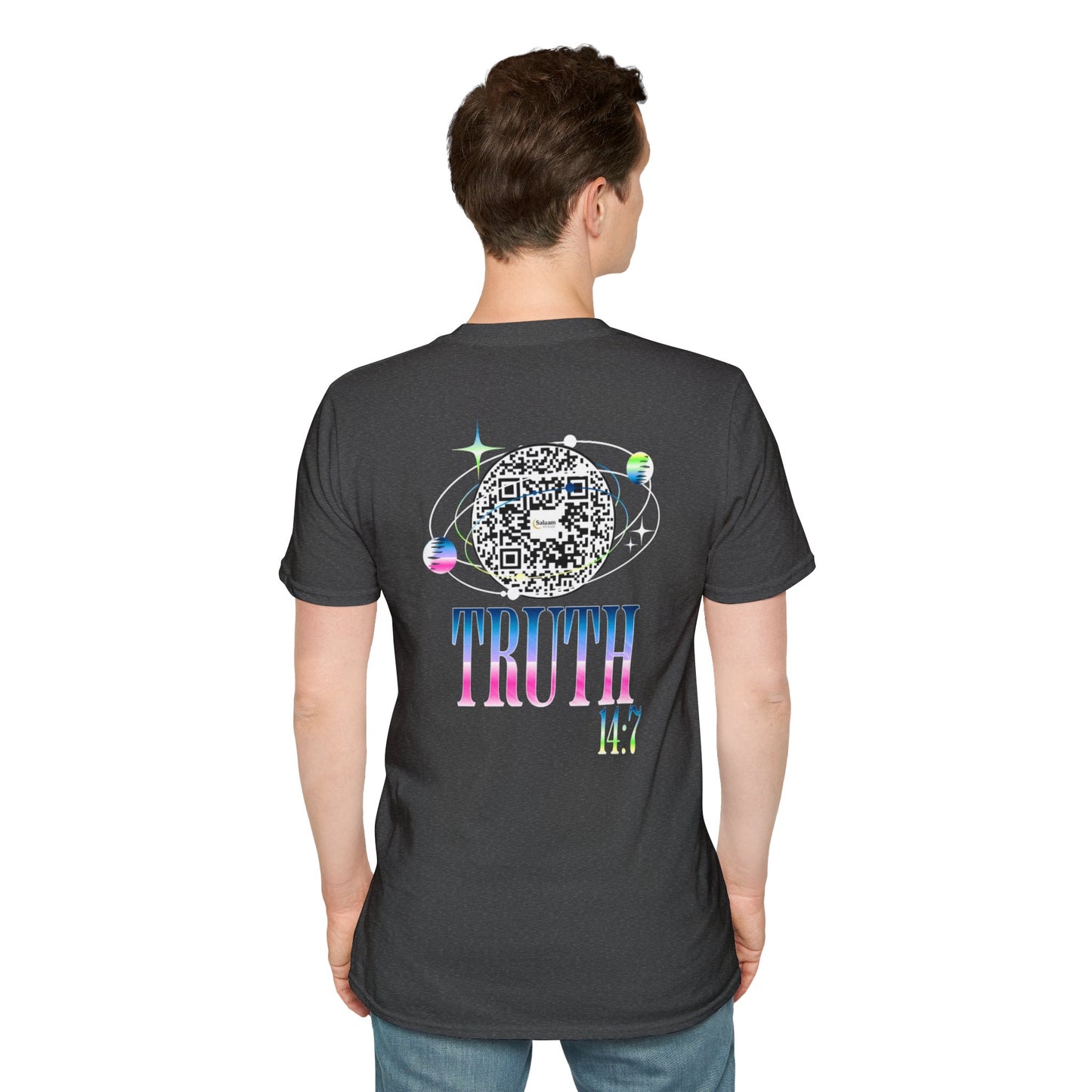 Salaam Styles | Surah Ibrahim 14:7 | Multi-Color Truth Unisex T-Shirt with Qr-code