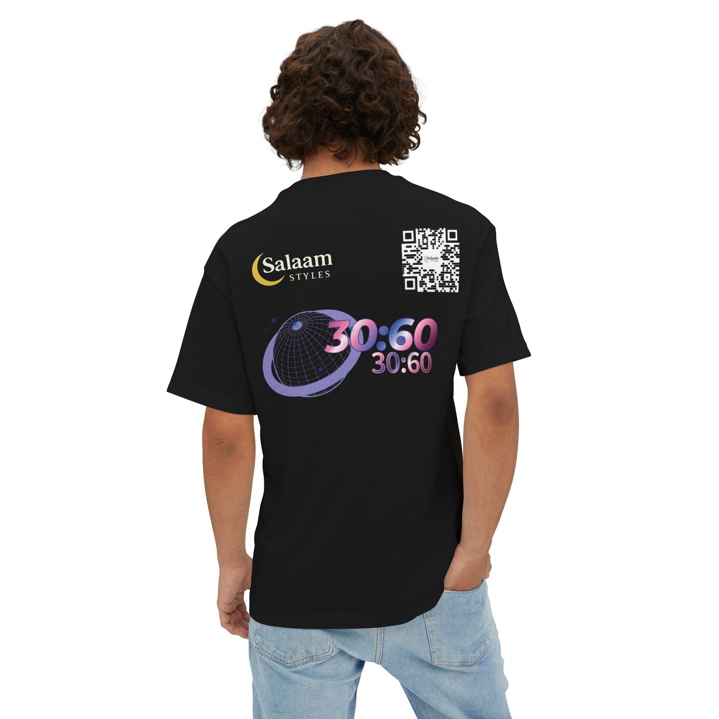 Salaam Styles | Surah Ar-Rum 30:60 | Multiple Colors Unisex Oversized Boxy Tee with QR Code