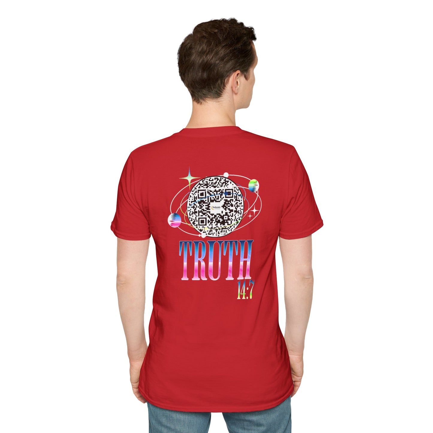 Salaam Styles | Surah Ibrahim 14:7 | Multi-Color Truth Unisex T-Shirt with Qr-code