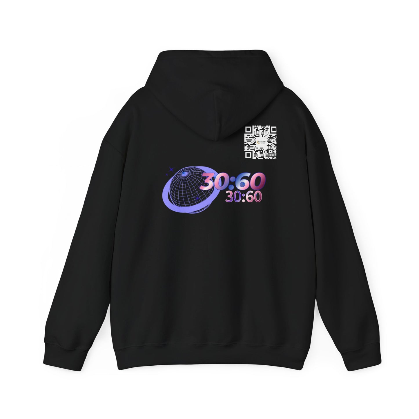 Salaam Styles | Surah Ar-Rum 30:60 |Black & Navy Trendy Unisex Hoodie with Qr-Code