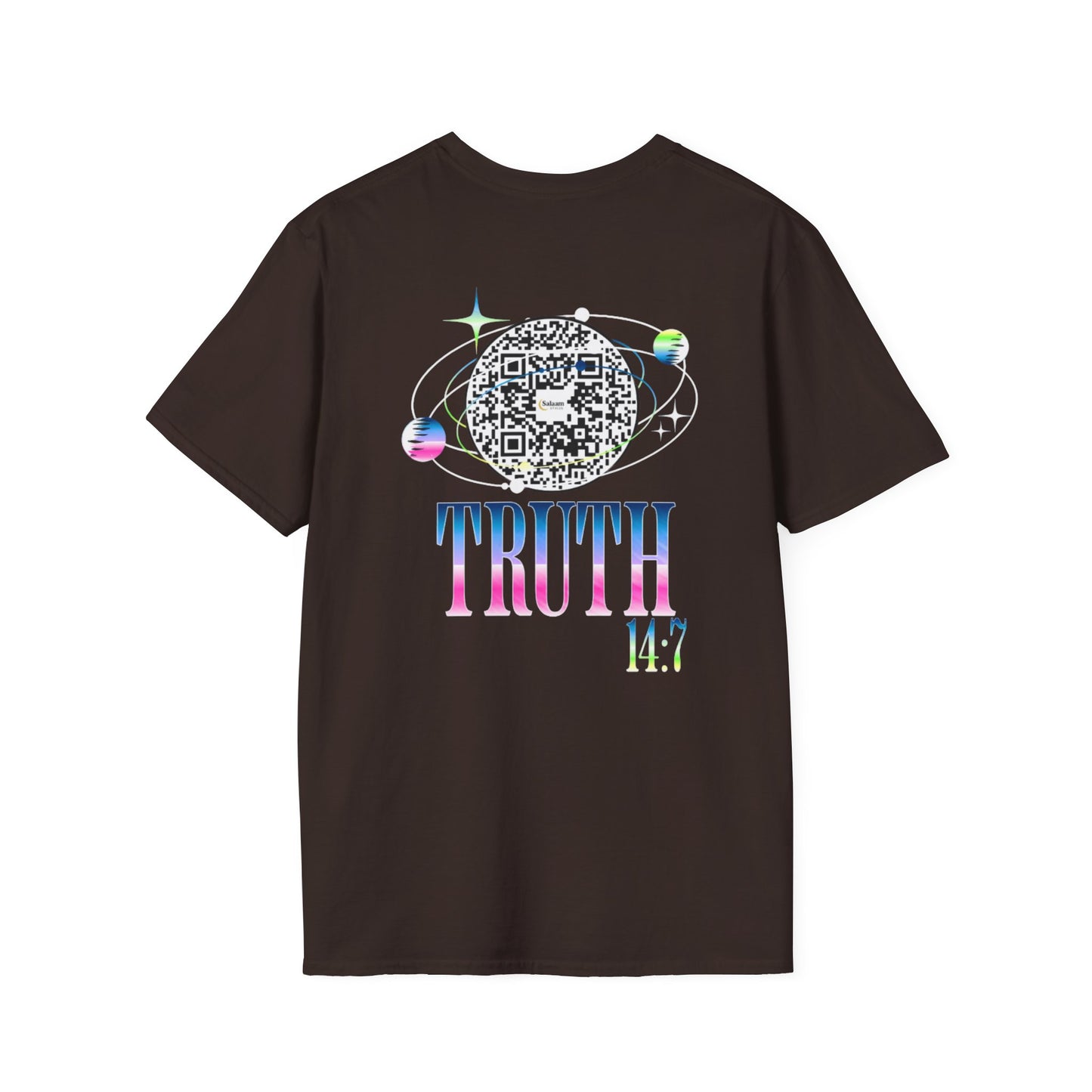 Salaam Styles | Surah Ibrahim 14:7 | Multi-Color Truth Unisex T-Shirt with Qr-code
