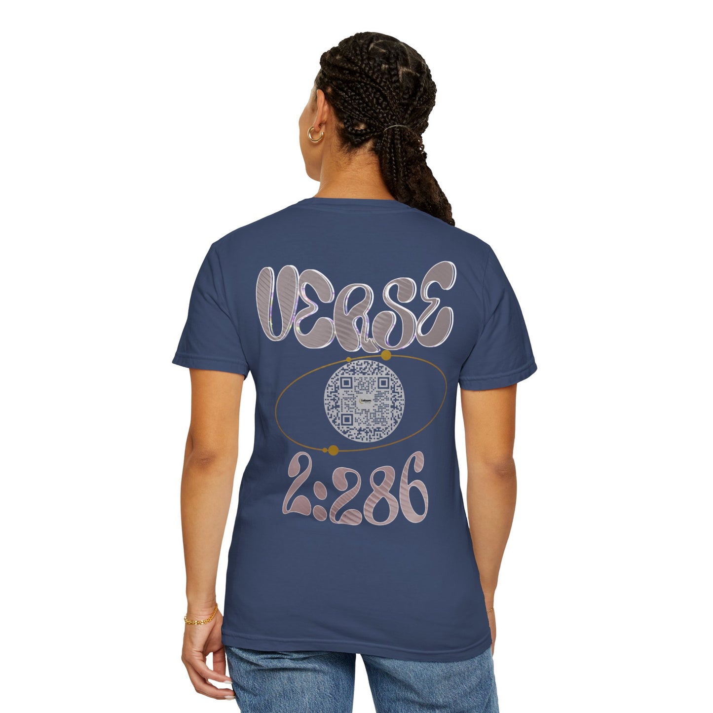 Salaam Styles | Surah Al-Baqarah 2:286 |Multiple-Colors |Unisex Garment-Dyed T-shirt with Qr-Code