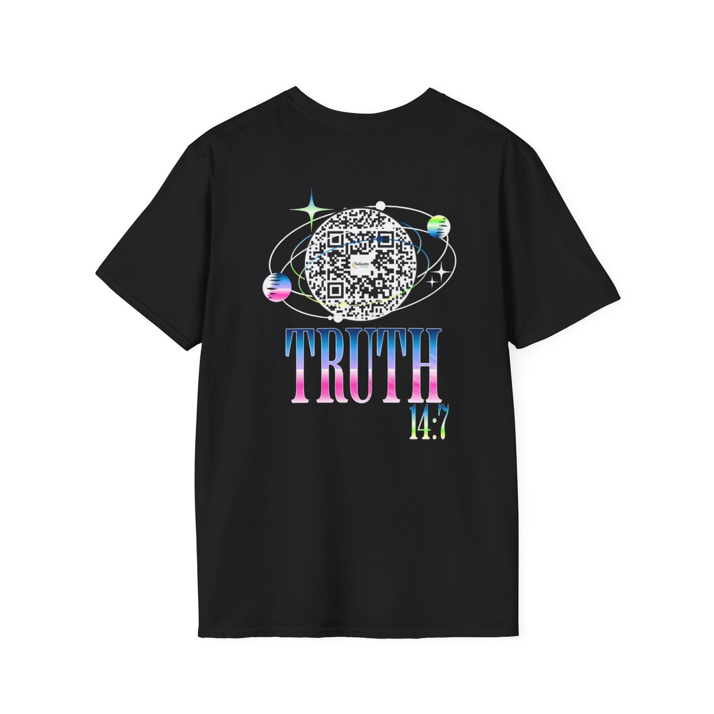Salaam Styles | Surah Ibrahim 14:7 | Multi-Color Truth Unisex T-Shirt with Qr-code