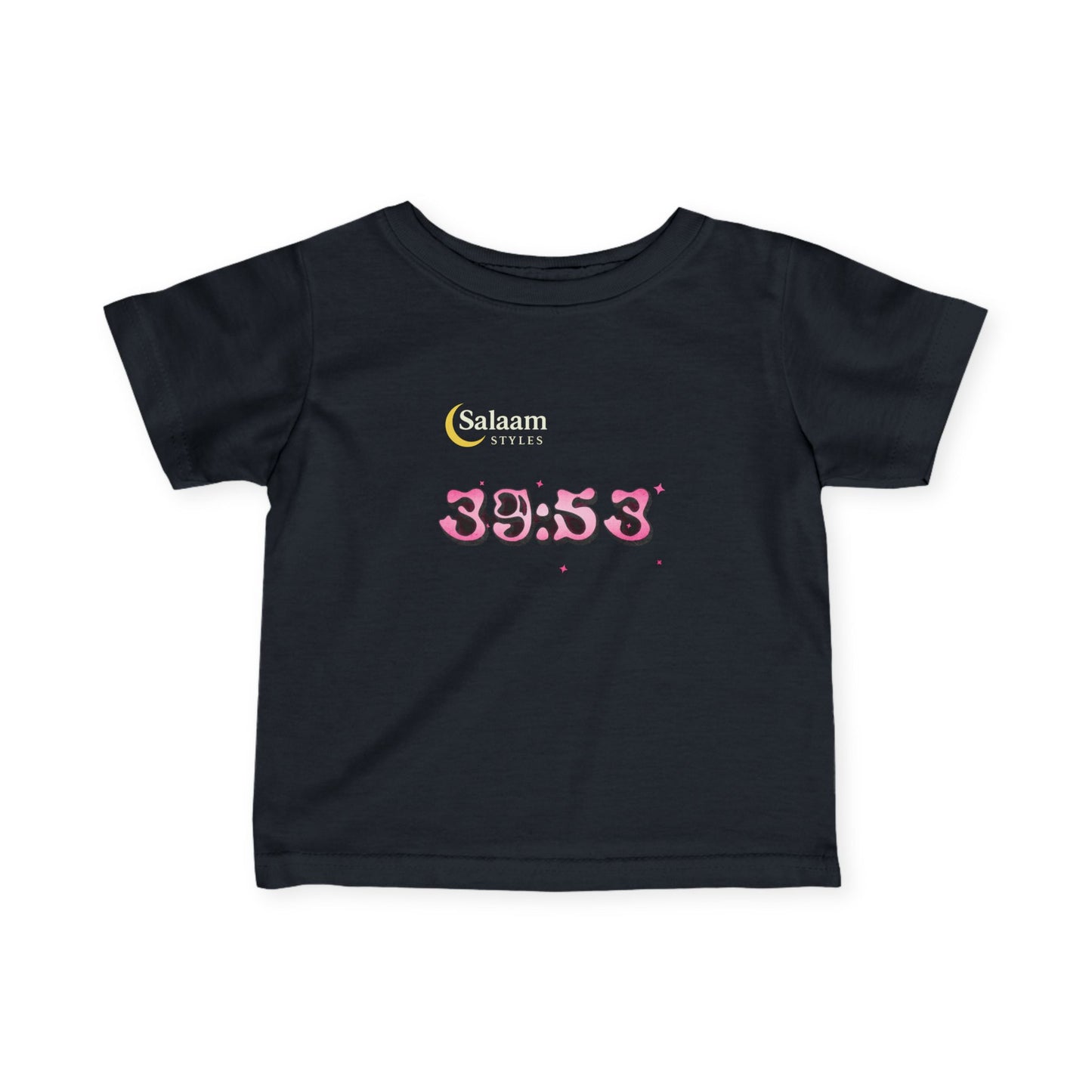 Salaam Styles | Surah Az-Zumar (39):53 |Black, Cute Infant Tee with Qr-Code
