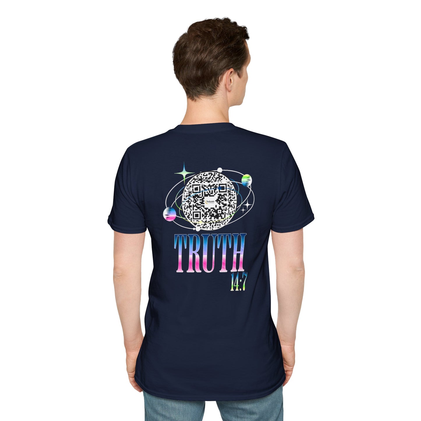 Salaam Styles | Surah Ibrahim 14:7 | Multi-Color Truth Unisex T-Shirt with Qr-code