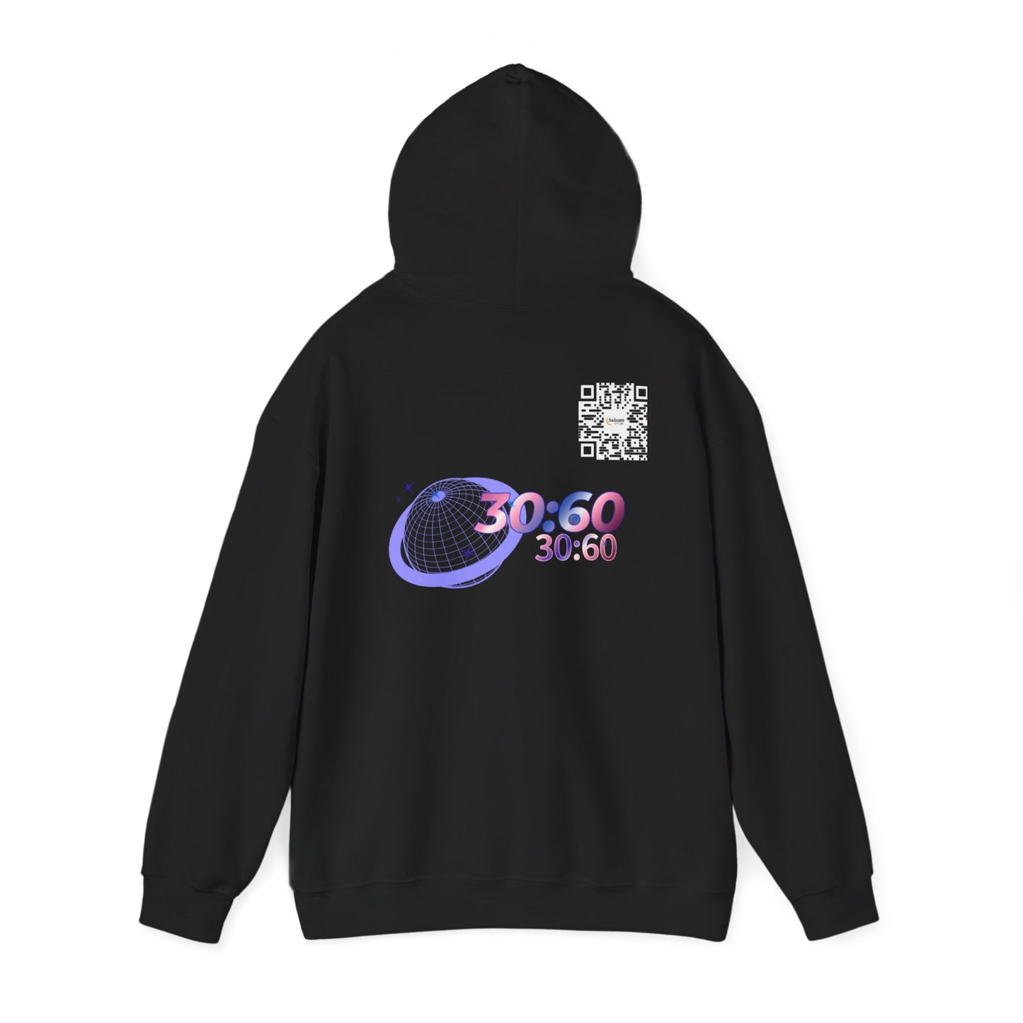 Salaam Styles | Surah Ar-Rum 30:60 |Black & Navy Trendy Unisex Hoodie with Qr-Code