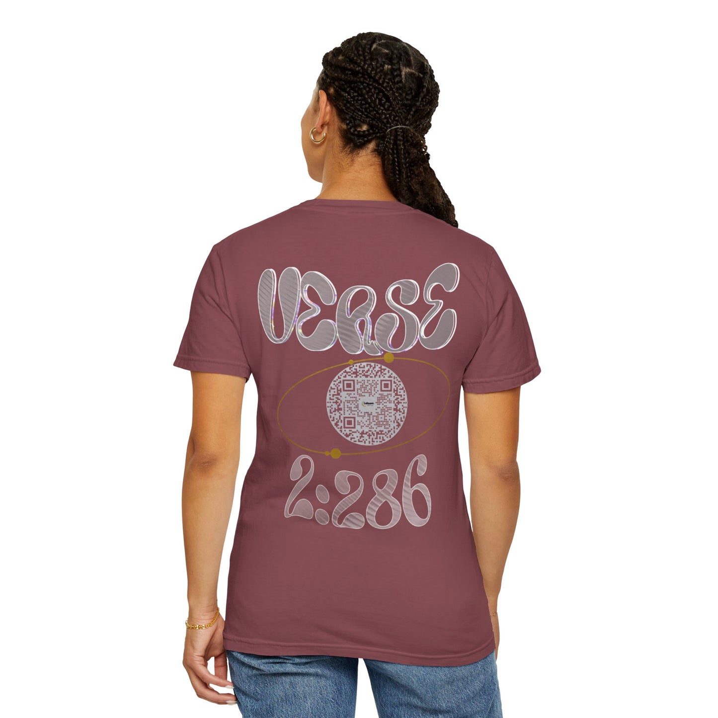 Salaam Styles | Surah Al-Baqarah 2:286 |Multiple-Colors |Unisex Garment-Dyed T-shirt with Qr-Code