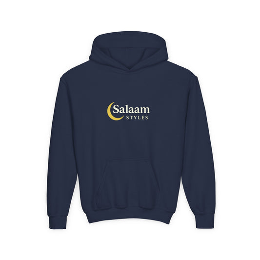 Salaam Styles | Surah Ibrahim 14:7 | Black & Navy Youth Hoodie with Qr-Code