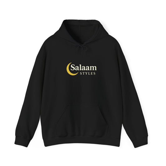 Salaam Styles | Surah Ibrahim 14:7 |Black & Navy Unisex Graphic Hoodie with Qr-Code