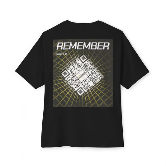 Salaam Styles | Surah Al-Baqarah 2:42 | Black & White Unisex Oversized Boxy Tee with QR Code