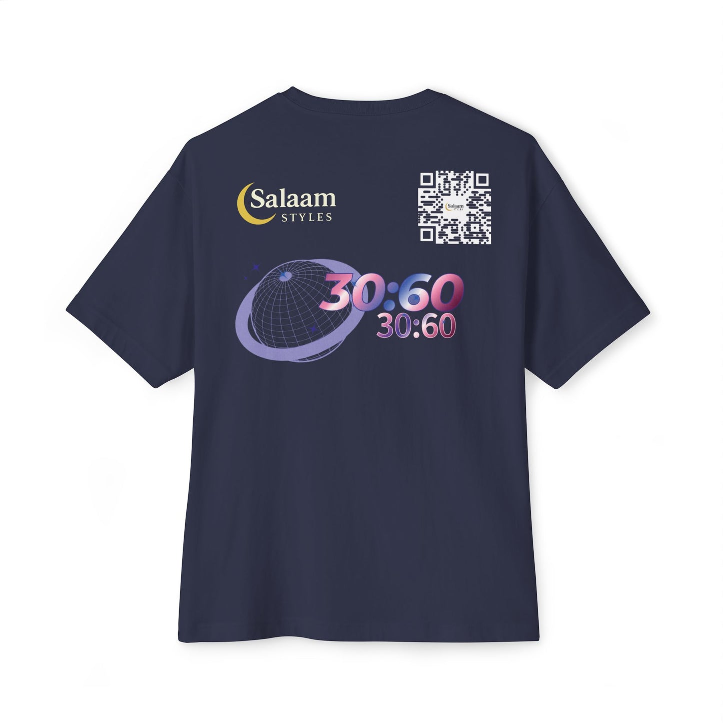 Salaam Styles | Surah Ar-Rum 30:60 | Multiple Colors Unisex Oversized Boxy Tee with QR Code