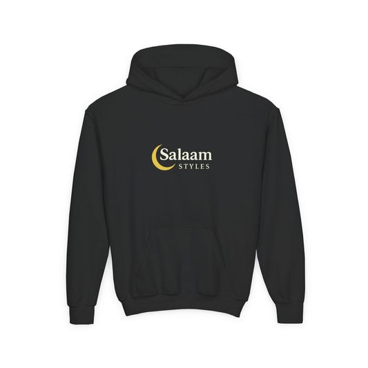 Salaam Styles | Surah Ibrahim 14:7 | Black & Navy Youth Hoodie with Qr-Code