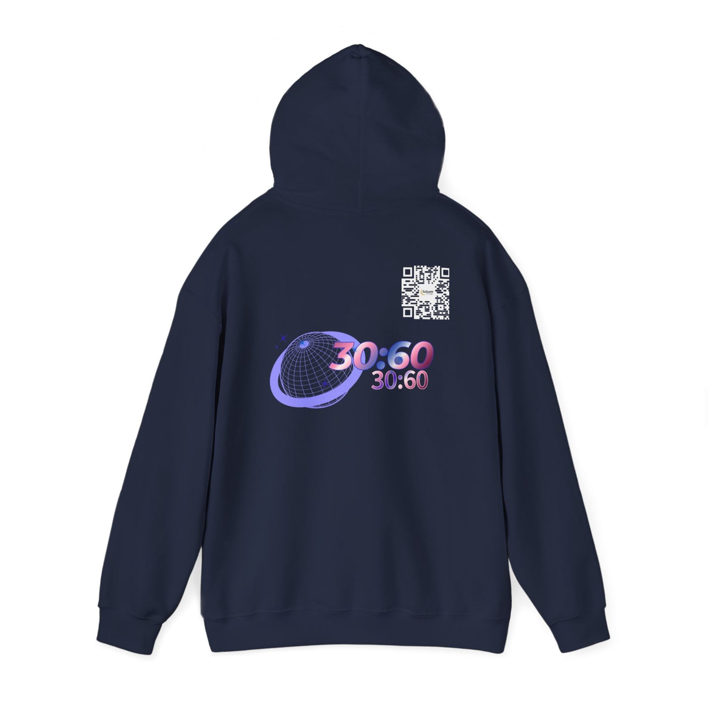 Salaam Styles | Surah Ar-Rum 30:60 |Black & Navy Trendy Unisex Hoodie with Qr-Code